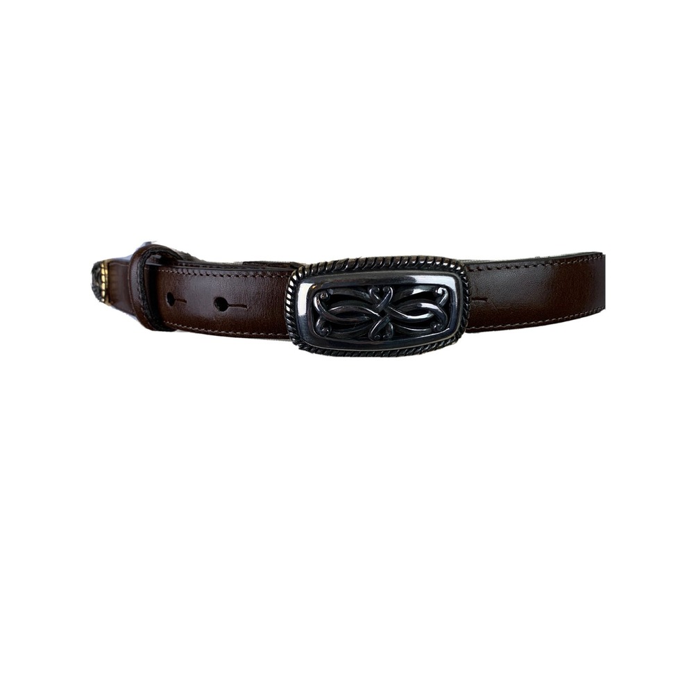 Medium Brighton Belt Womens Brown Leather Silver Filigree Buckle Style 35409
